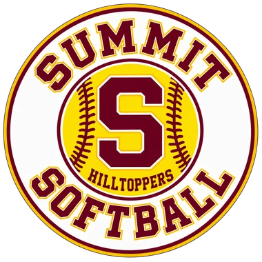 Summit Softball Hilltoppers car magnet: a round design with a maroon S on a yellow softball